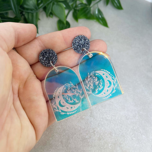 Iridescent Moon Arch Earrings - Lost Minds Clothing