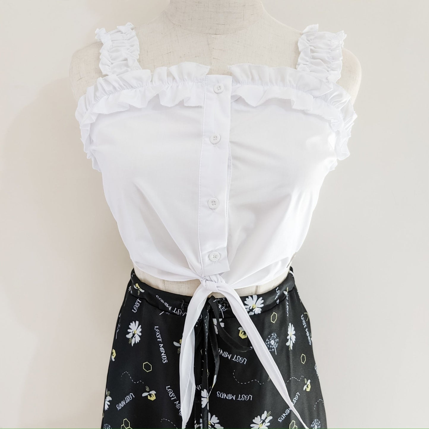 White Summer Ruffle Top - Lost Minds Clothing