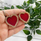 Rose Gold Glitter Double Heart Earrings