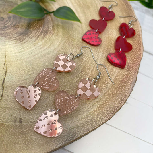 Tiered Heart Earrings