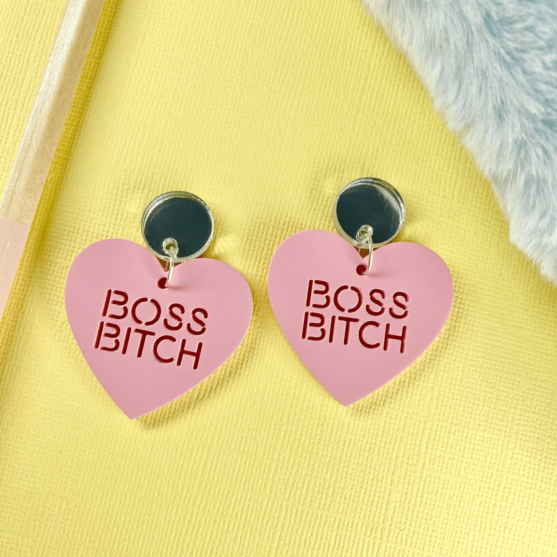 Boss B-tch Candy Heart Earrings (6 colours available) - Lost Minds Clothing