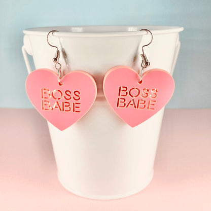 Boss Babe Candy Heart Earrings (6 colours available) - Lost Minds Clothing