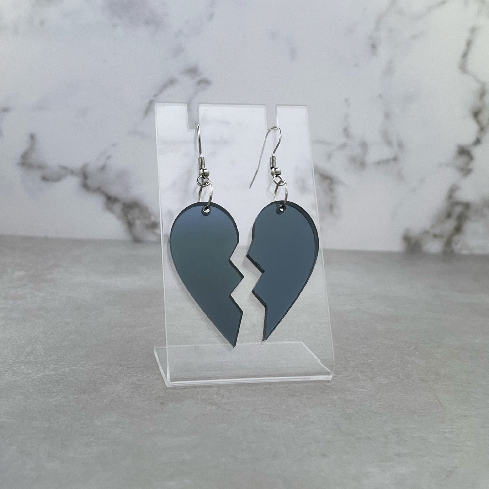 Broken heart dangle earrings store