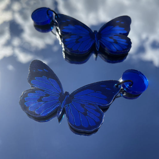 Butterfly Effect Acrylic Earrings - Blue - Lost Minds Clothing