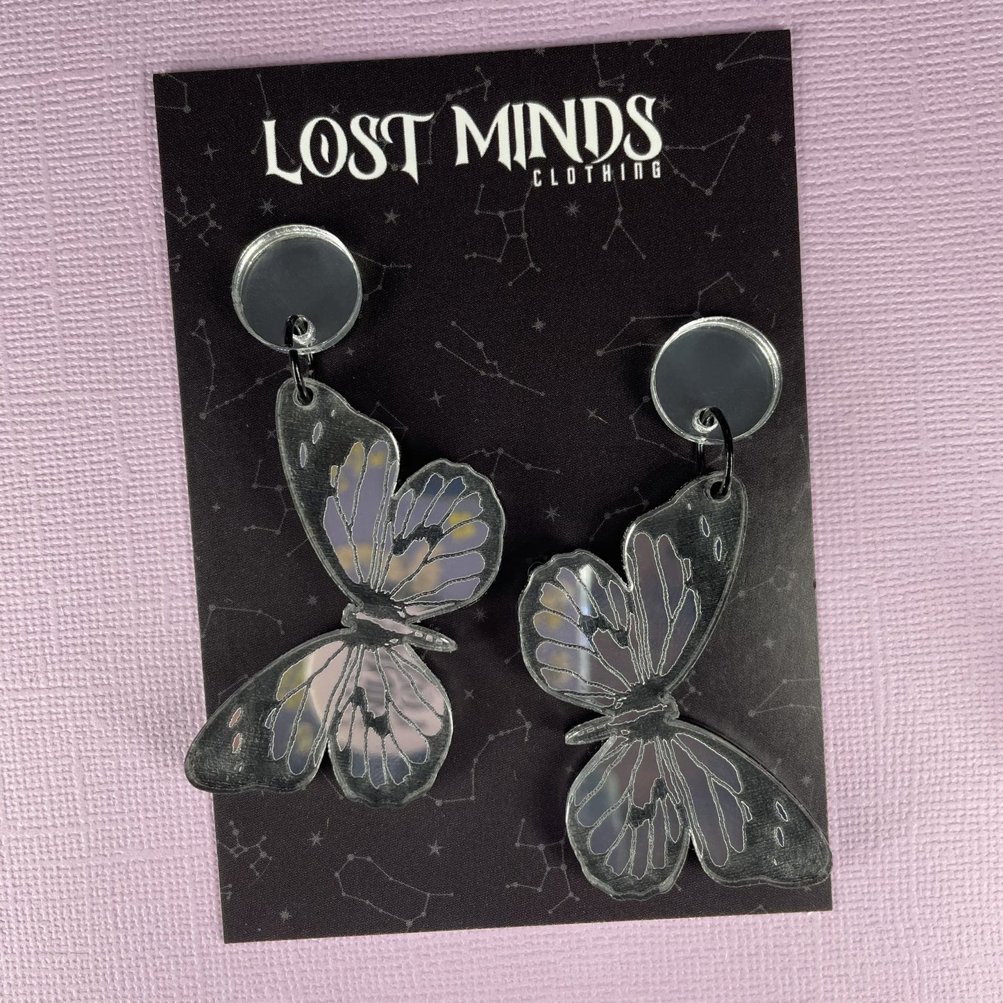 Butterfly Effect Acrylic Earrings - Silver - Lost Minds Clothing