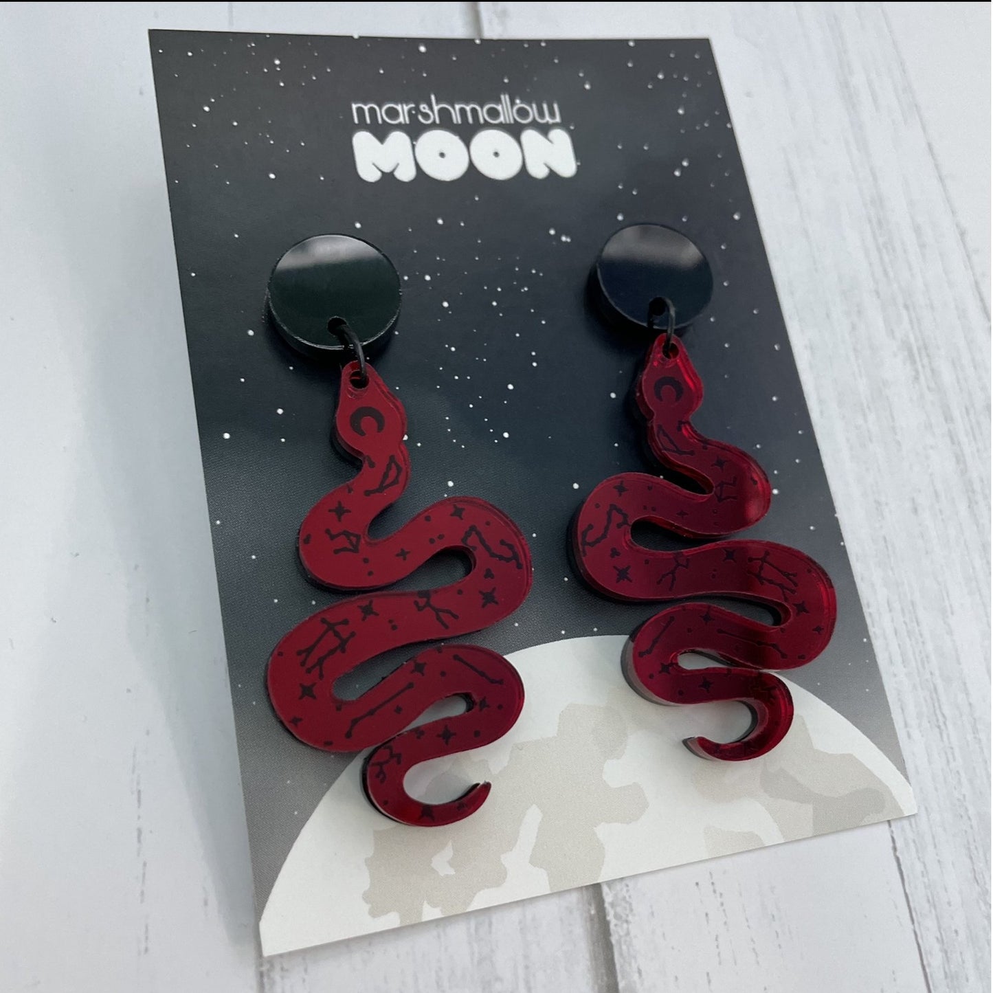 Crimson Snake Acrylic Earrings - Lost Minds Clothing