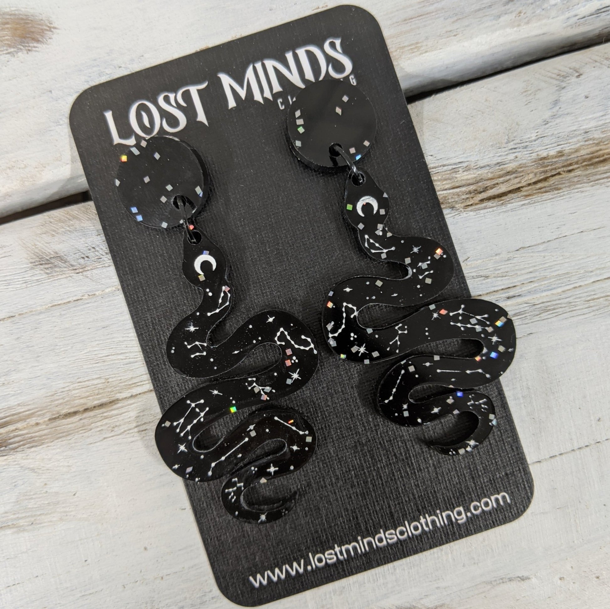 Crystal Snake Acrylic Earrings - Lost Minds Clothing