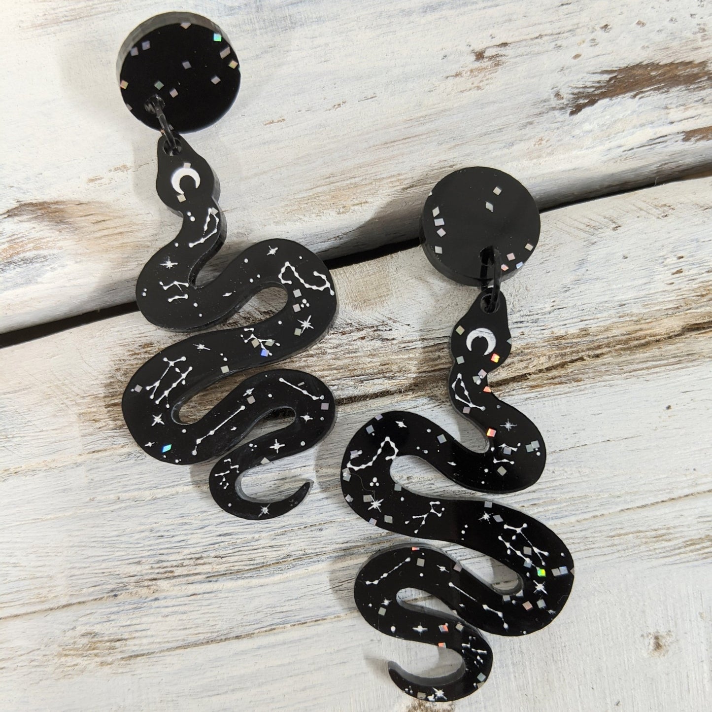 Crystal Snake Acrylic Earrings - Lost Minds Clothing