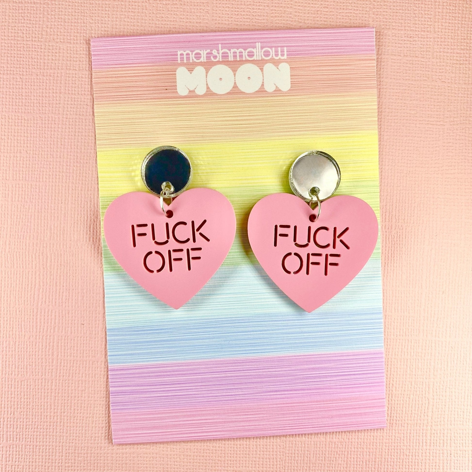 F-ck Off Candy Heart Earrings (6 colours available) - Lost Minds Clothing