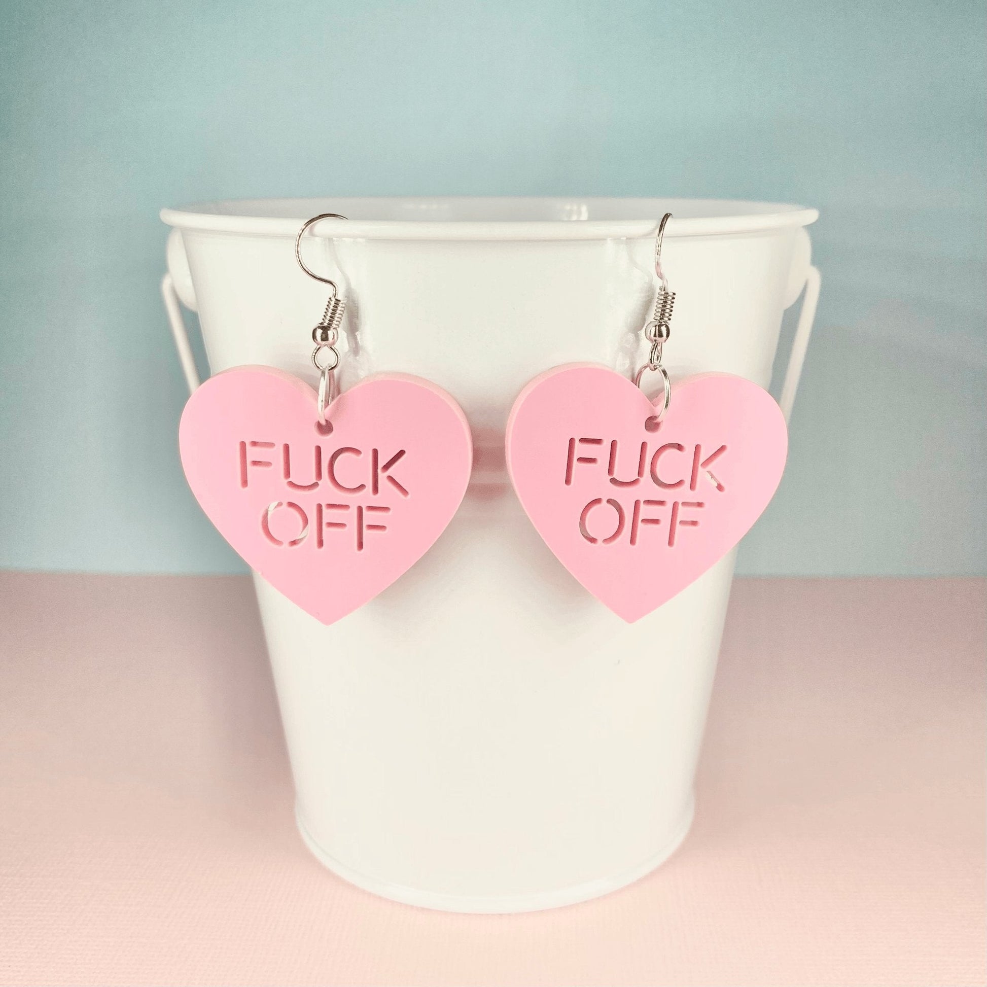 F-ck Off Candy Heart Earrings (6 colours available) - Lost Minds Clothing