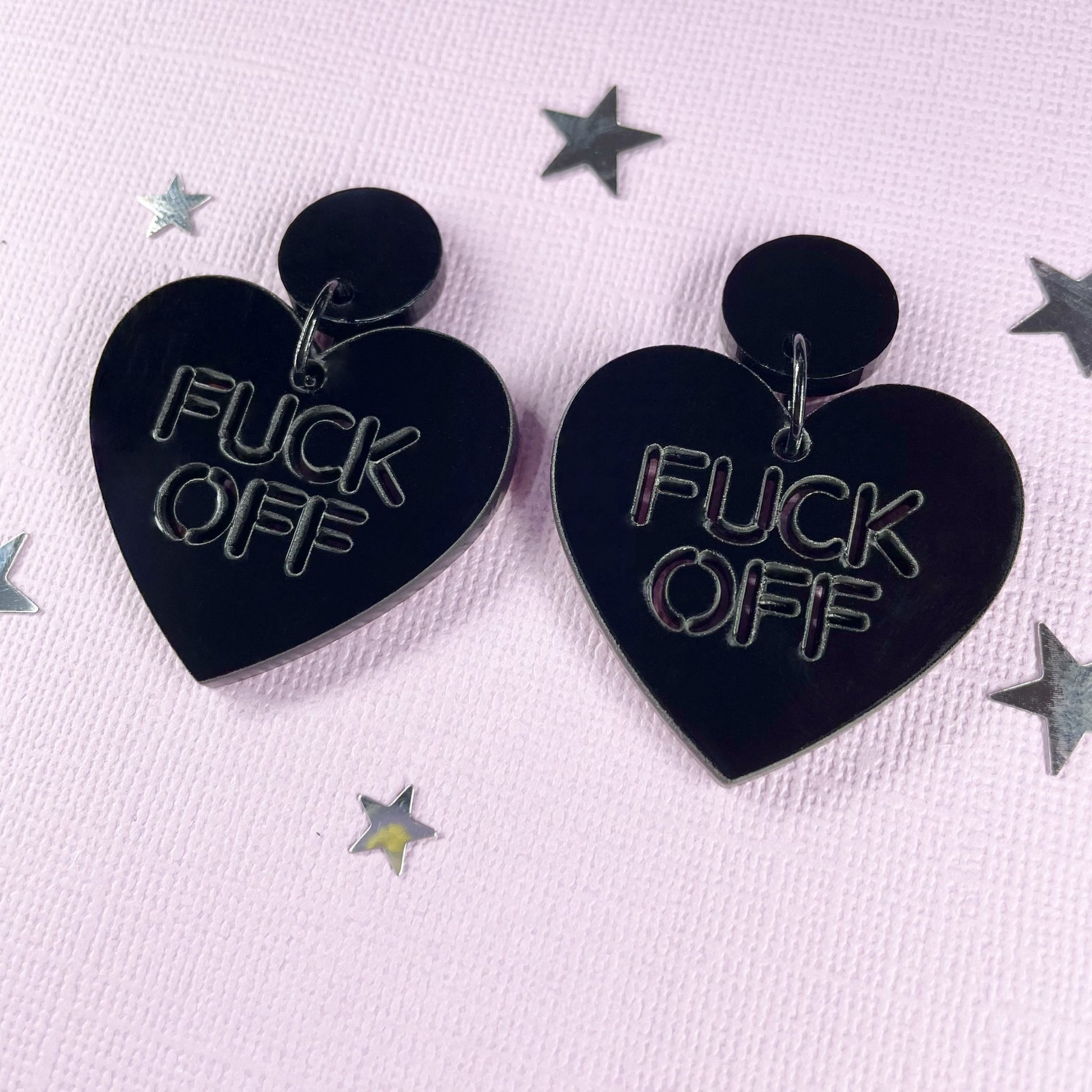 F-ck Off Candy Heart Earrings (6 colours available) - Lost Minds Clothing