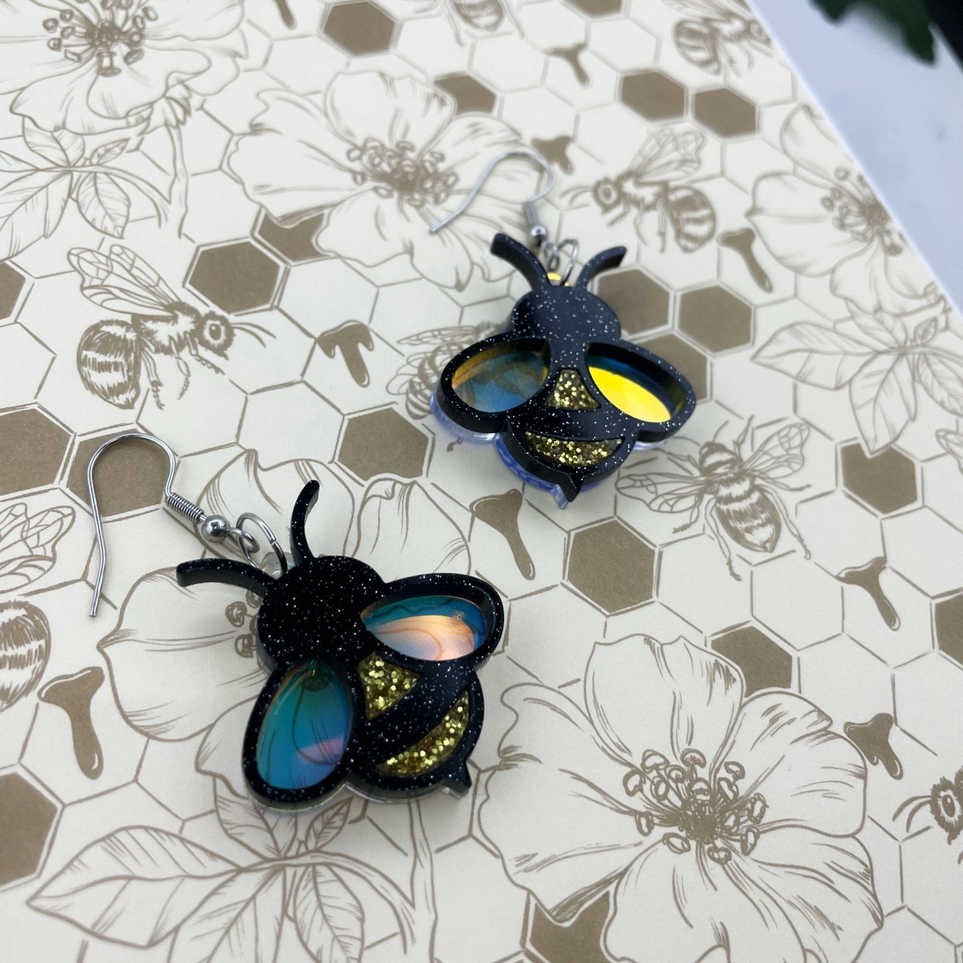 Glitter Bee Earrings - Lost Minds Clothing
