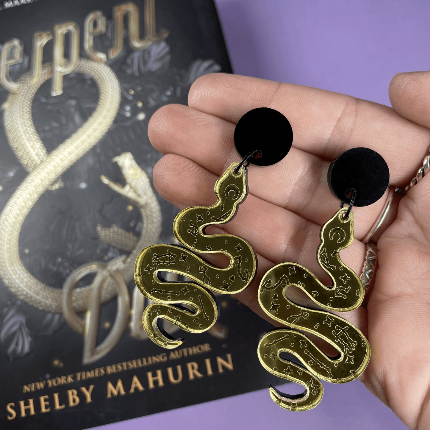 Golden Snake Acrylic Earrings - Lost Minds Clothing