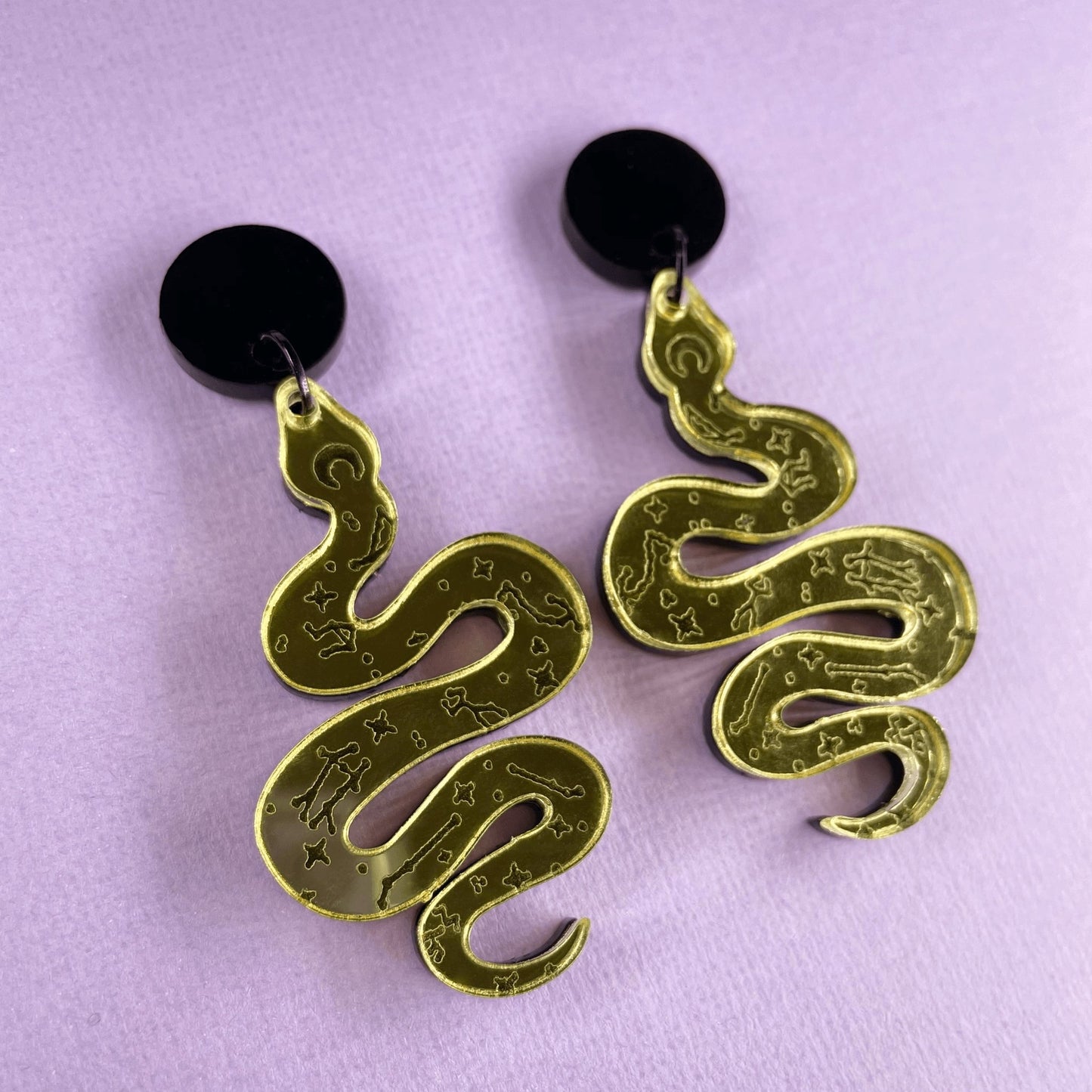 Golden Snake Acrylic Earrings - Lost Minds Clothing
