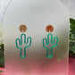 Green Mirror Cactus Earrings - Lost Minds Clothing