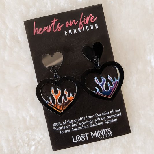 Hearts On Fire Acrylic Earrings - Lost Minds Clothing