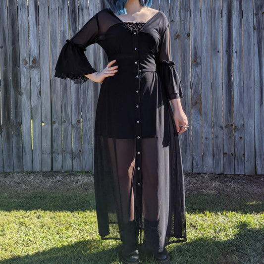 Black Mesh Maxi Dress