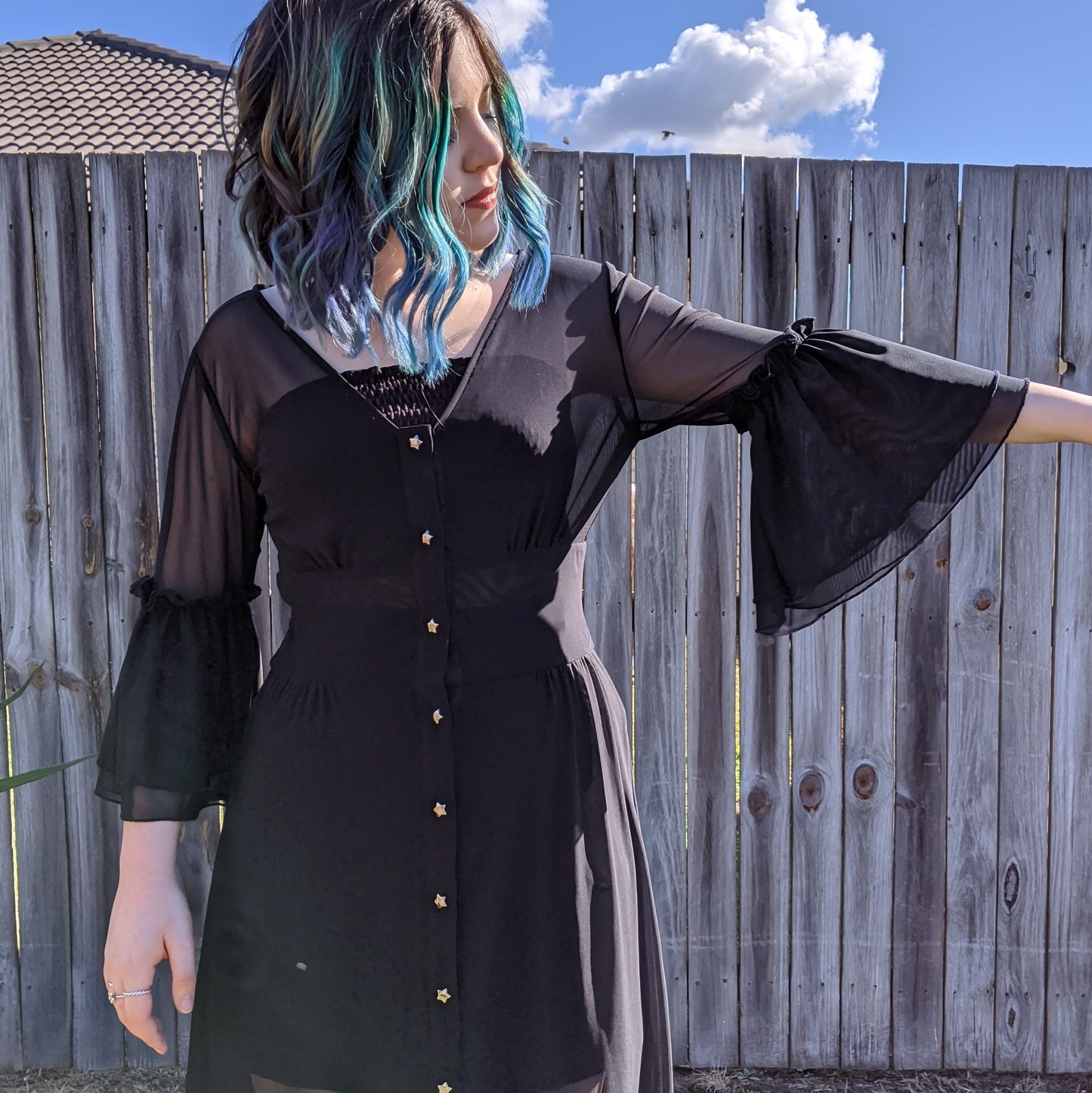 Black Mesh Maxi Dress