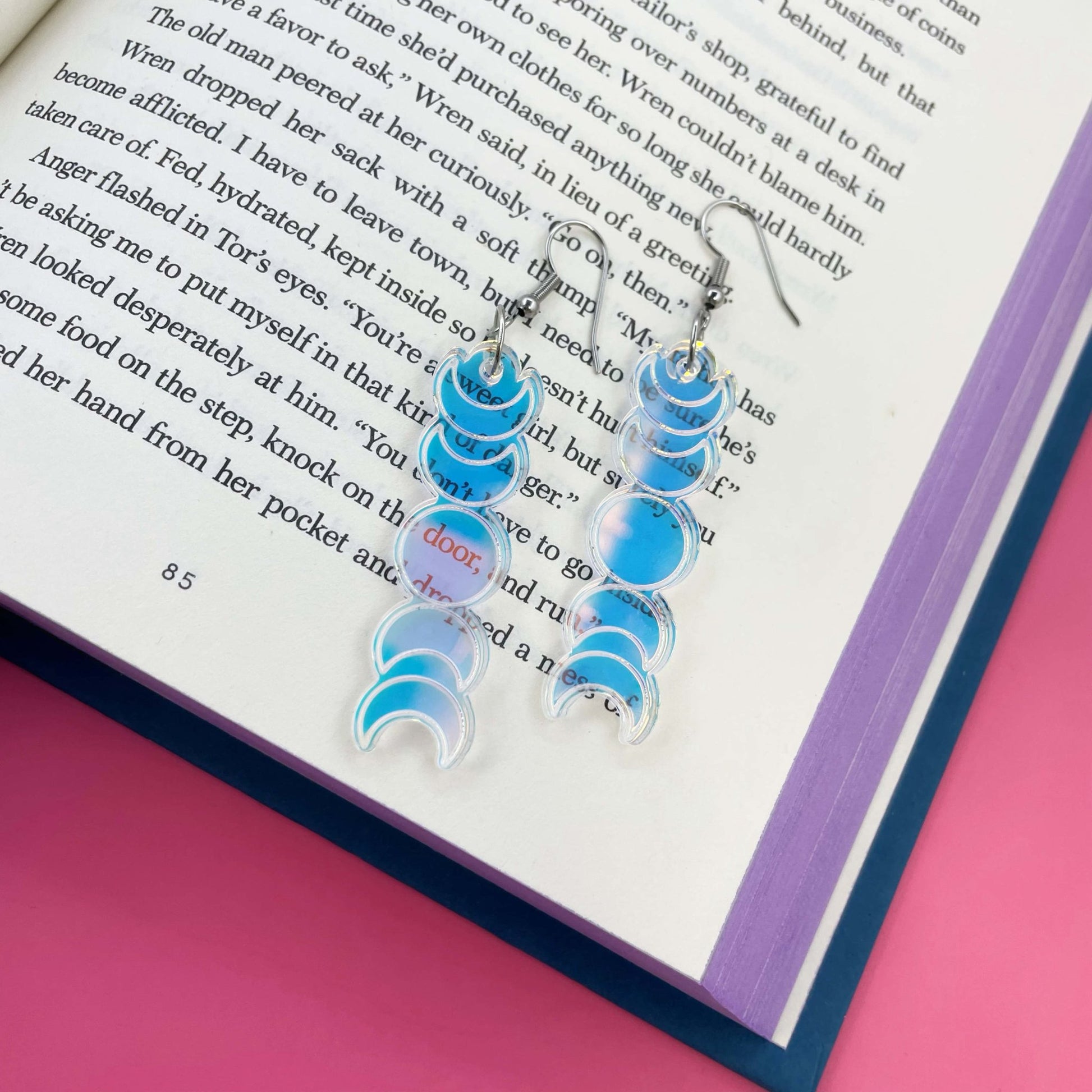 Iridescent Moon Phase Earrings - Lost Minds Clothing