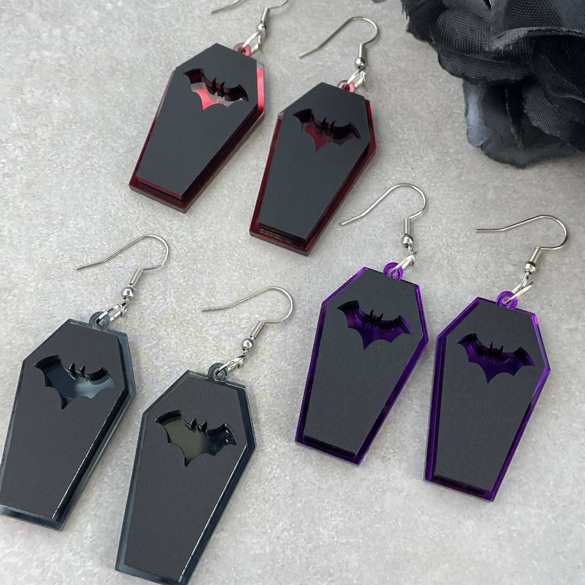 Layered Coffin Earrings (3 colours available) - Lost Minds Clothing