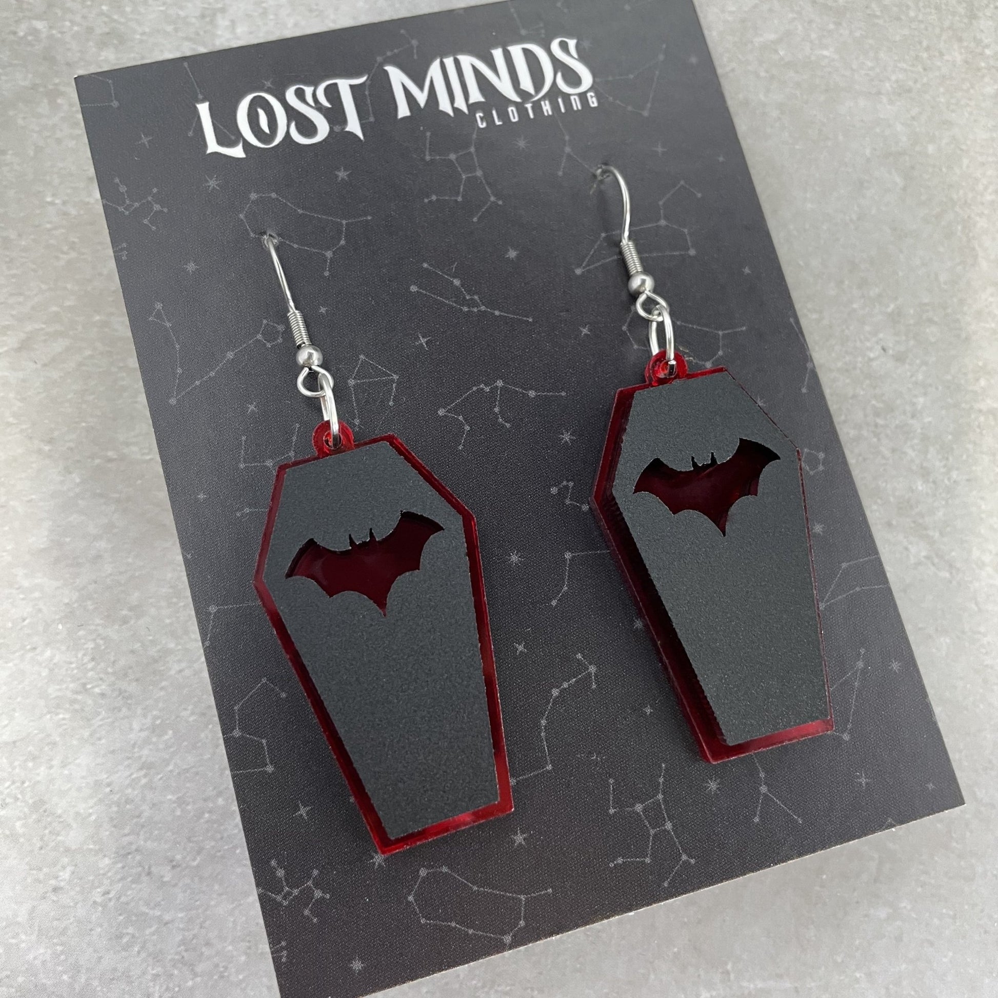 Layered Coffin Earrings (3 colours available) - Lost Minds Clothing