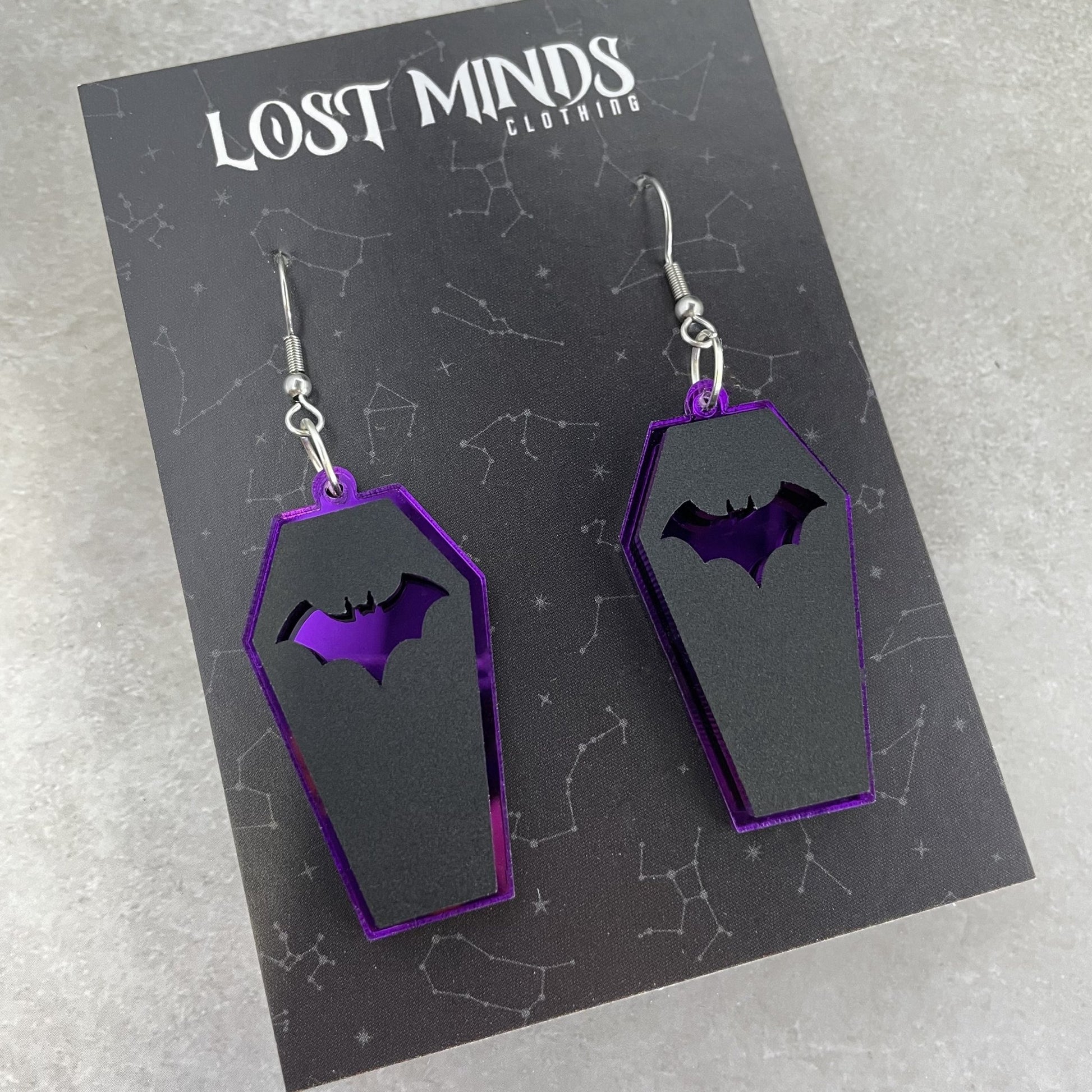 Layered Coffin Earrings (3 colours available) - Lost Minds Clothing