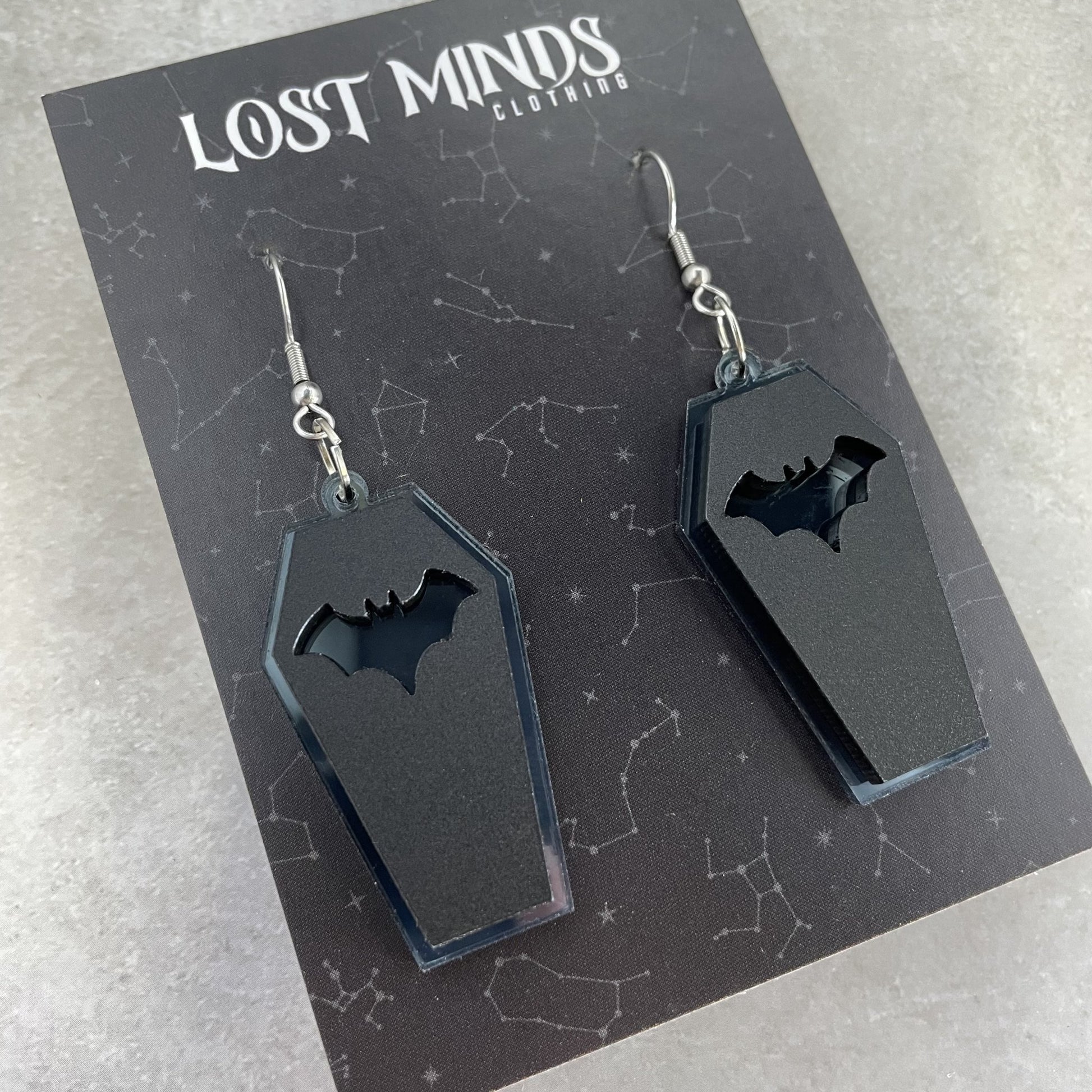 Layered Coffin Earrings (3 colours available) - Lost Minds Clothing