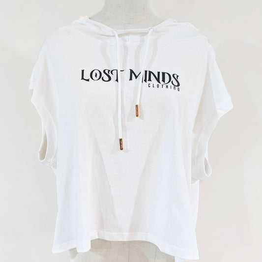 Lost Minds Over-Sized Hooded Tee - White - Lost Minds Clothing