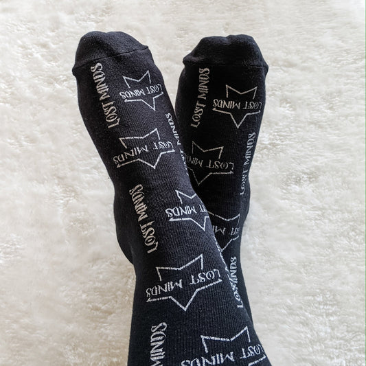 Lost Minds Silver Logo Socks - Lost Minds Clothing