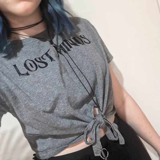 Lost Minds Tie Front Tee - Grey - Lost Minds Clothing