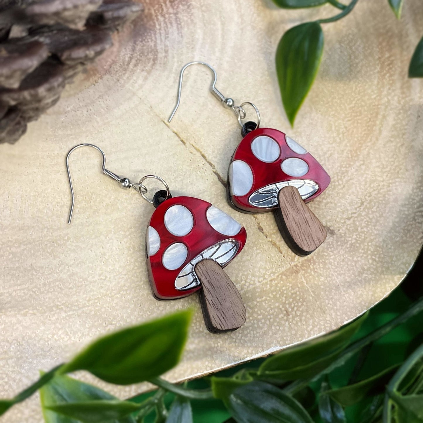 Marble Toadstool Earrings - Lost Minds Clothing