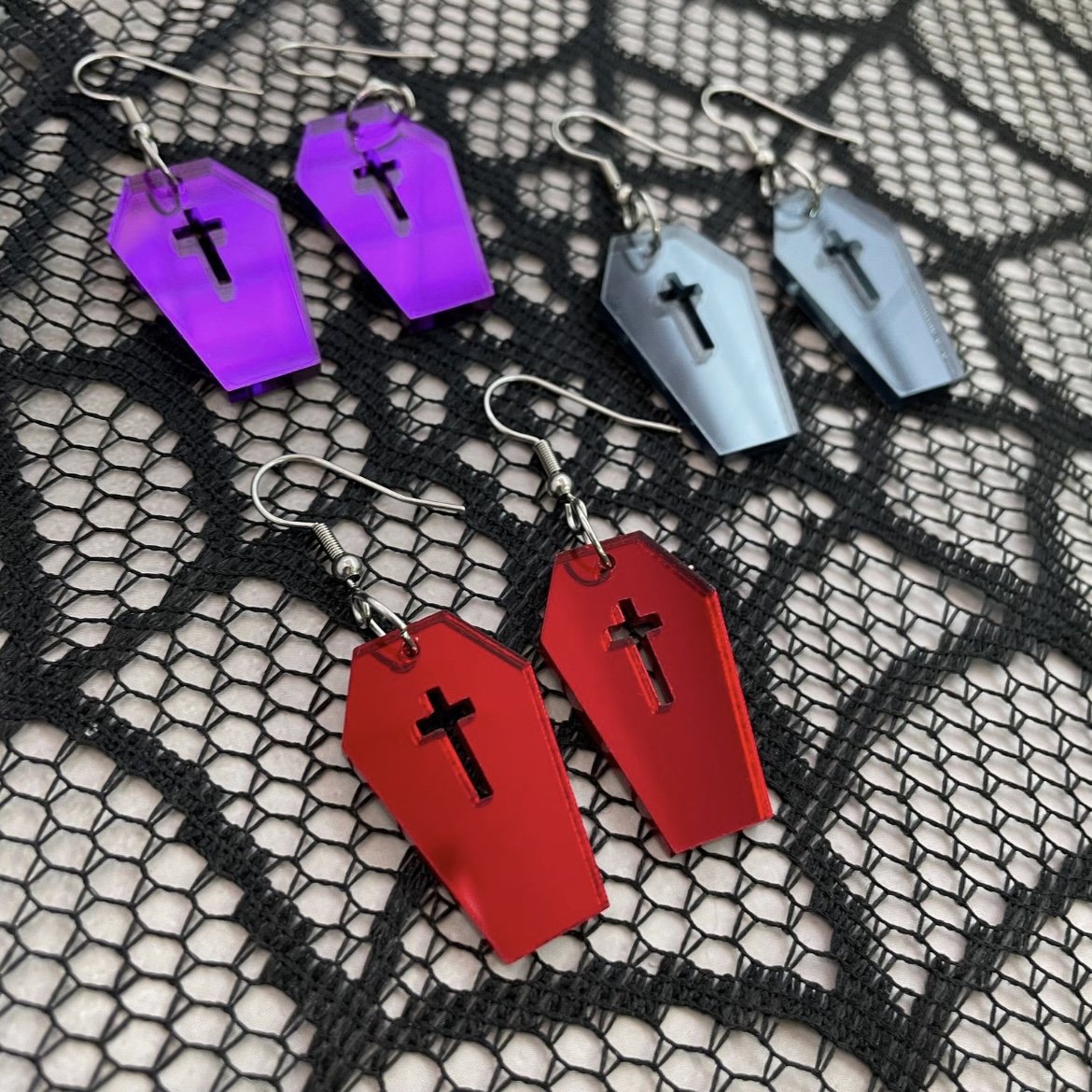 Mirror Coffin Essential Earrings (3 options available) - Lost Minds Clothing