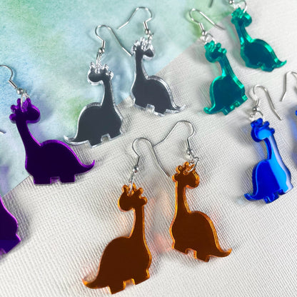 Mirror Dinosaur Earrings (5 colours available) - Lost Minds Clothing