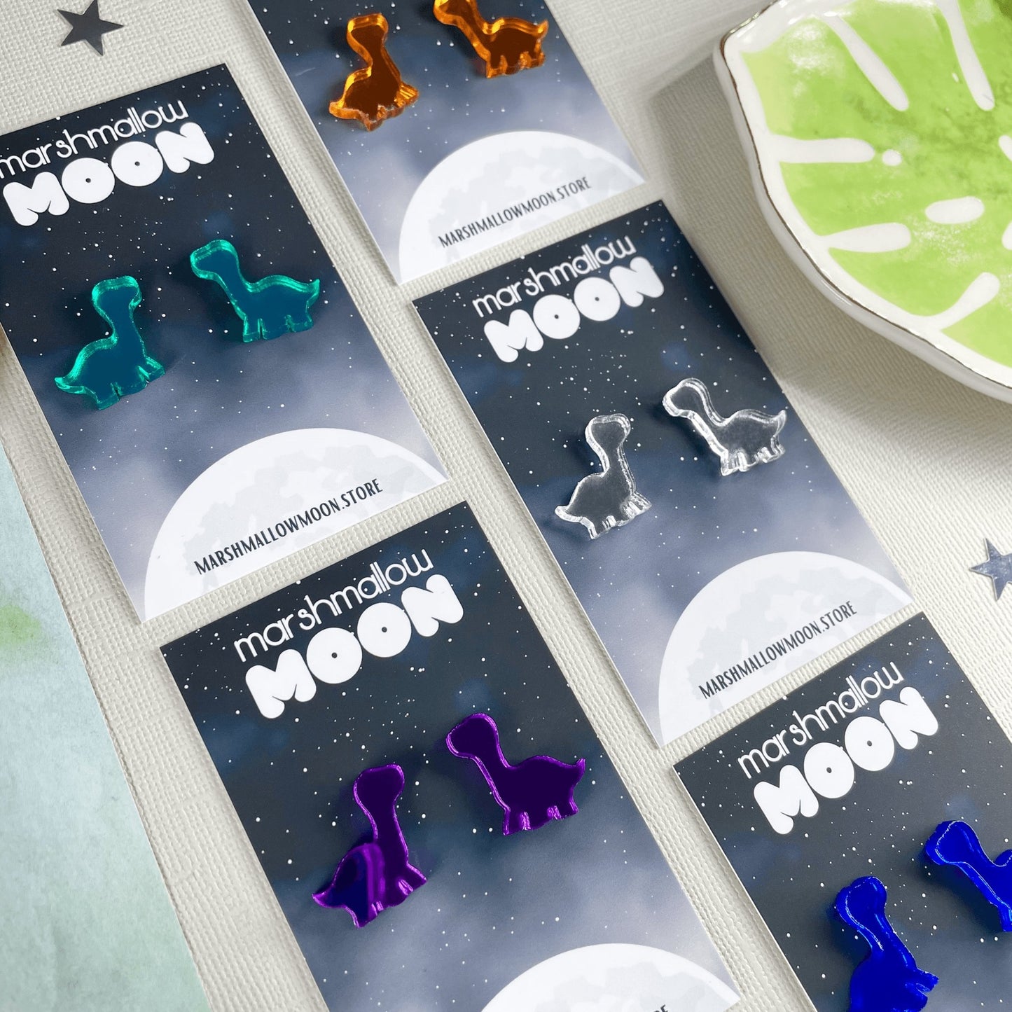 Mirror Dinosaur Stud (5 colours available) - Lost Minds Clothing