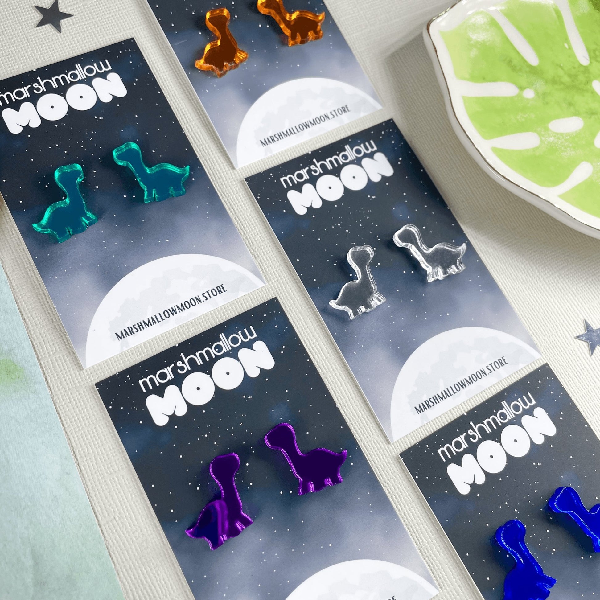 Mirror Dinosaur Stud (5 colours available) - Lost Minds Clothing