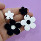 Monochromatic Asymmetrical Daisy Earrings - Lost Minds Clothing
