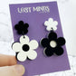 Monochromatic Asymmetrical Daisy Earrings - Lost Minds Clothing