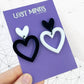 Monochromatic Asymmetrical Heart Earrings - Lost Minds Clothing