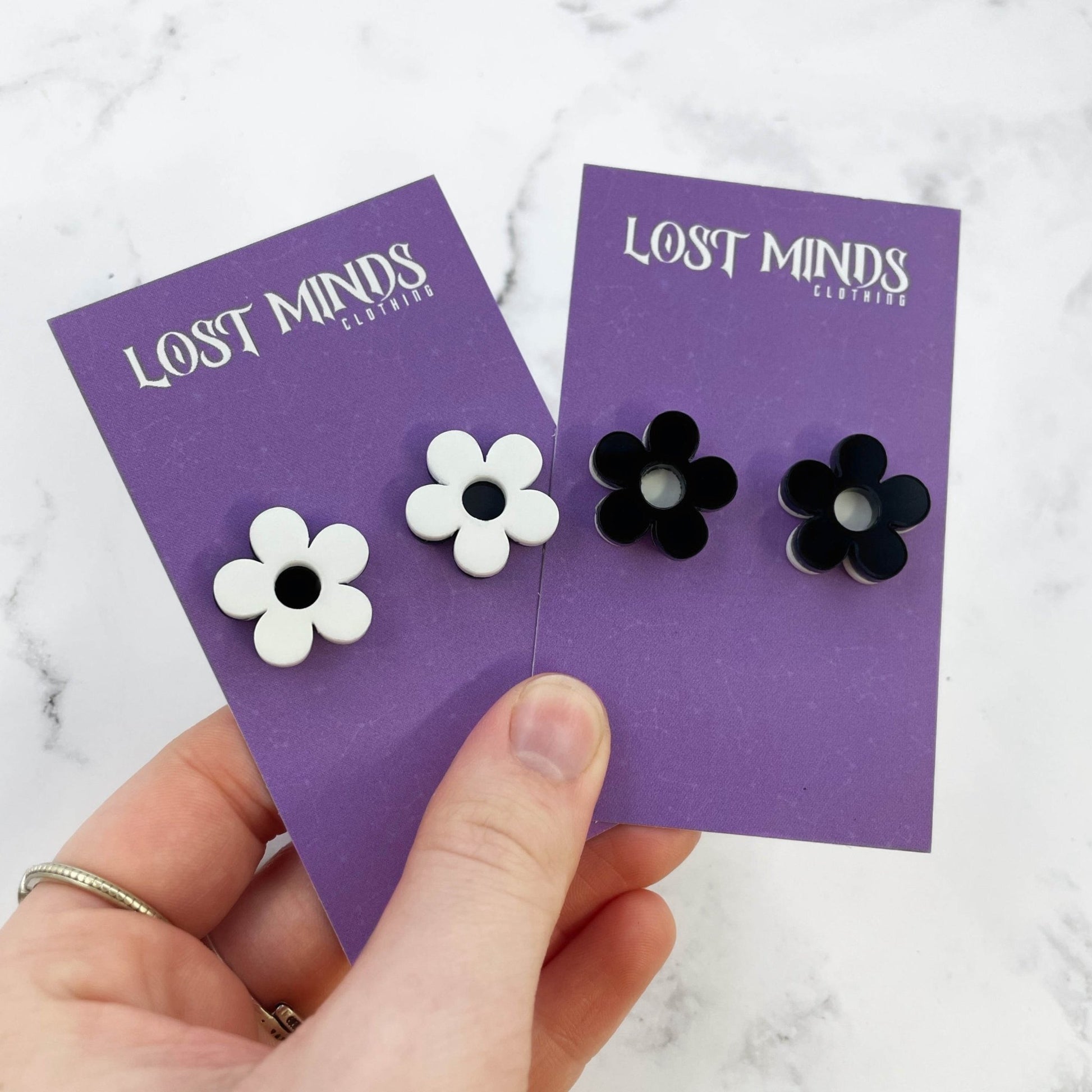 Monochromatic Daisy Statement Studs (2 colours available) - Lost Minds Clothing