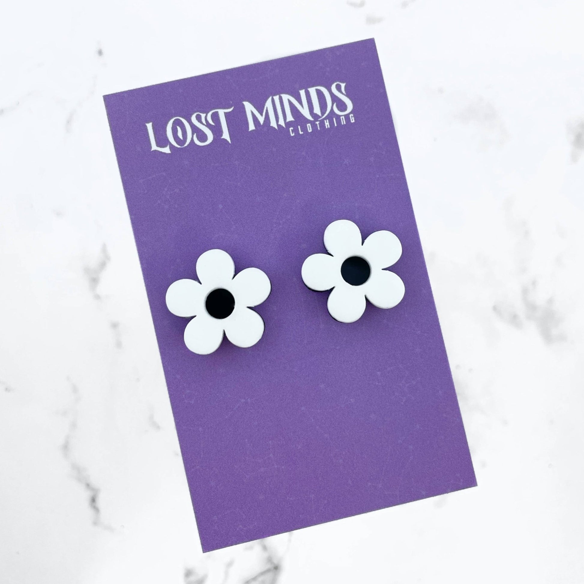 Monochromatic Daisy Statement Studs (2 colours available) - Lost Minds Clothing