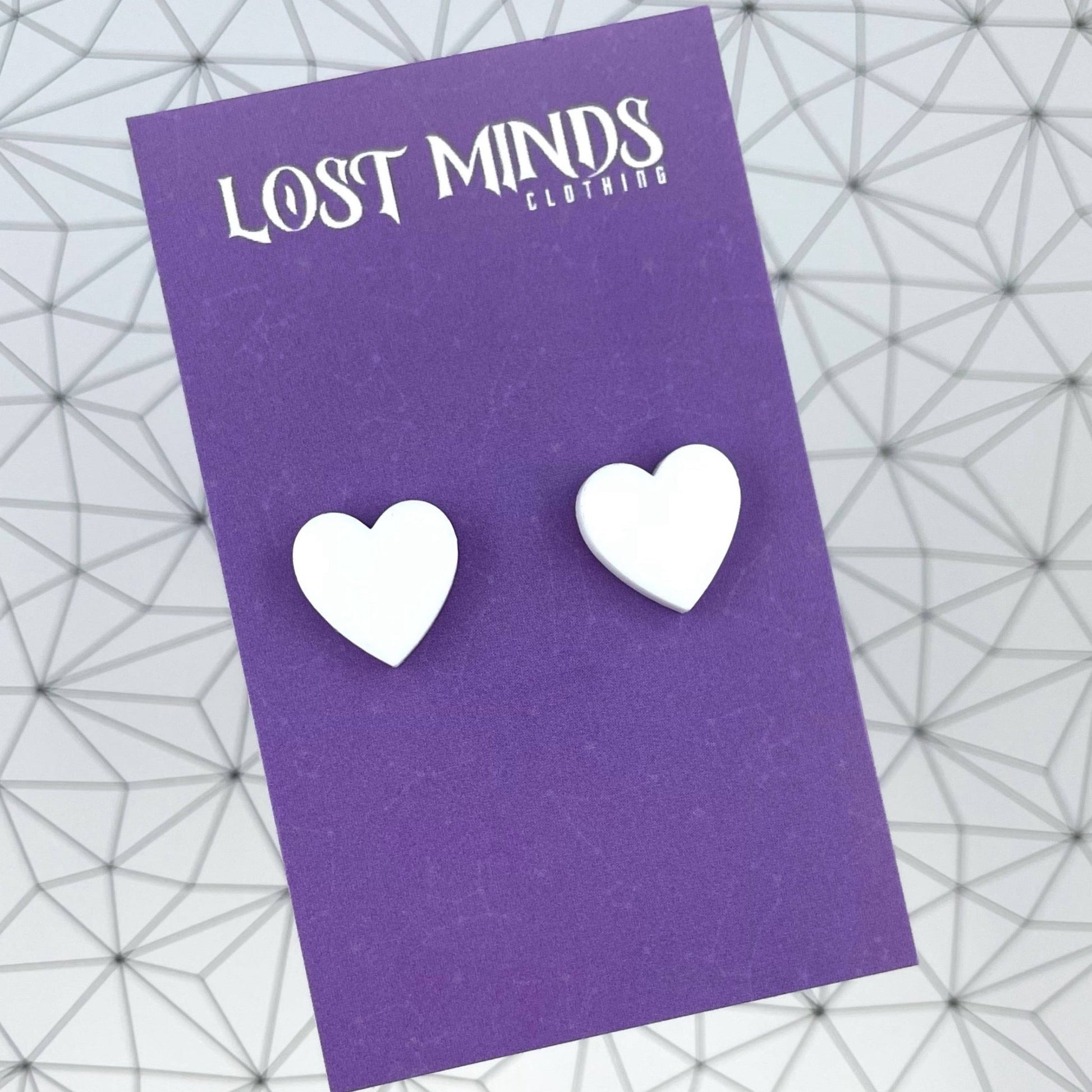 Monochromatic Heart Studs (2 colours available) - Lost Minds Clothing