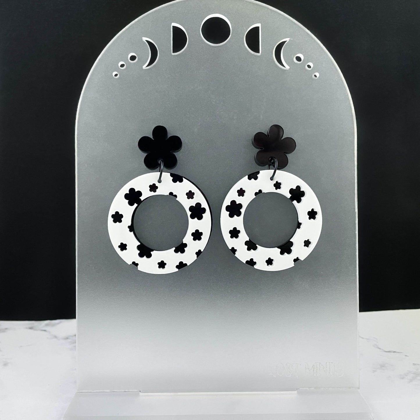 Monochromatic Layered Daisy Circle Earrings - Lost Minds Clothing