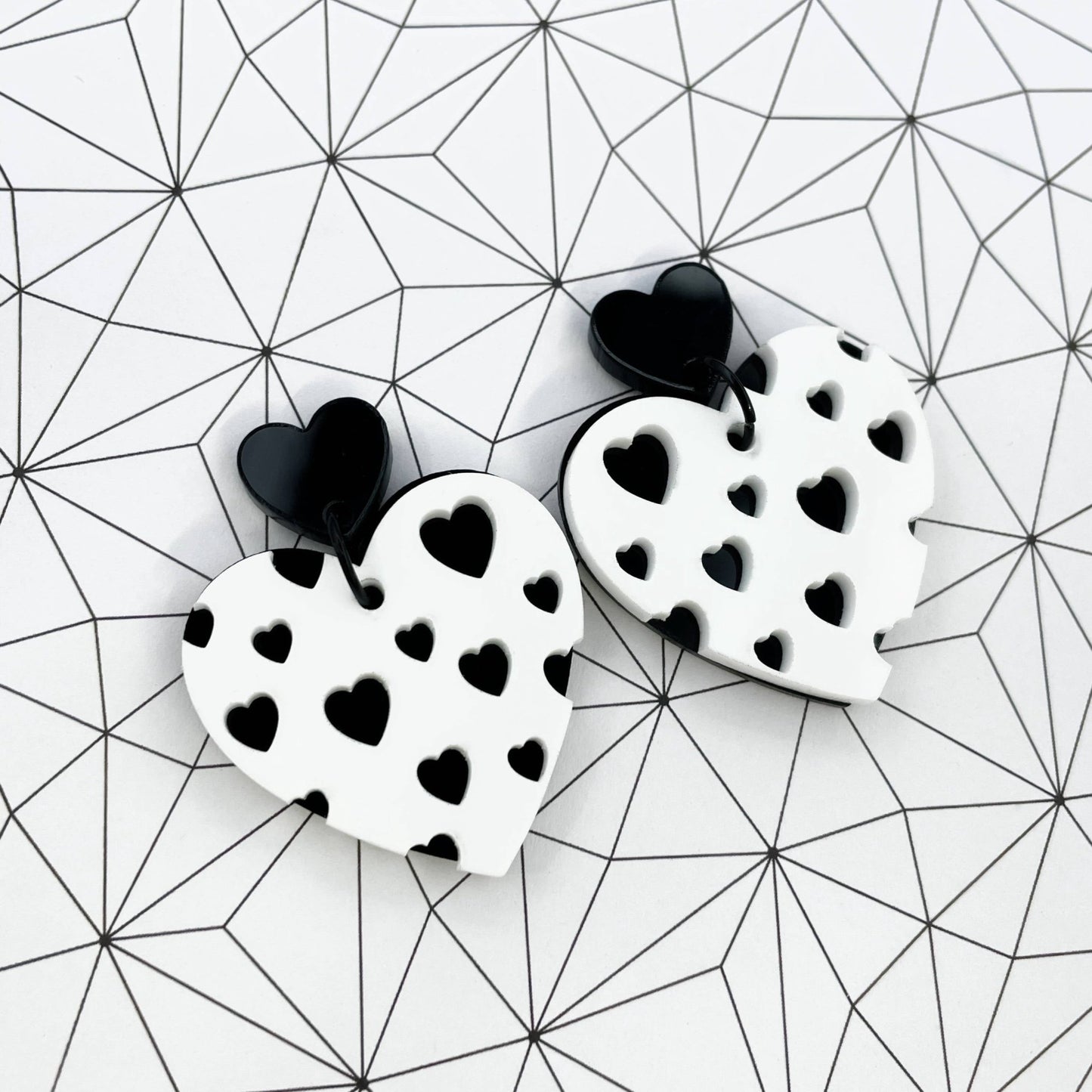 Monochromatic Layered Heart Earrings - Lost Minds Clothing