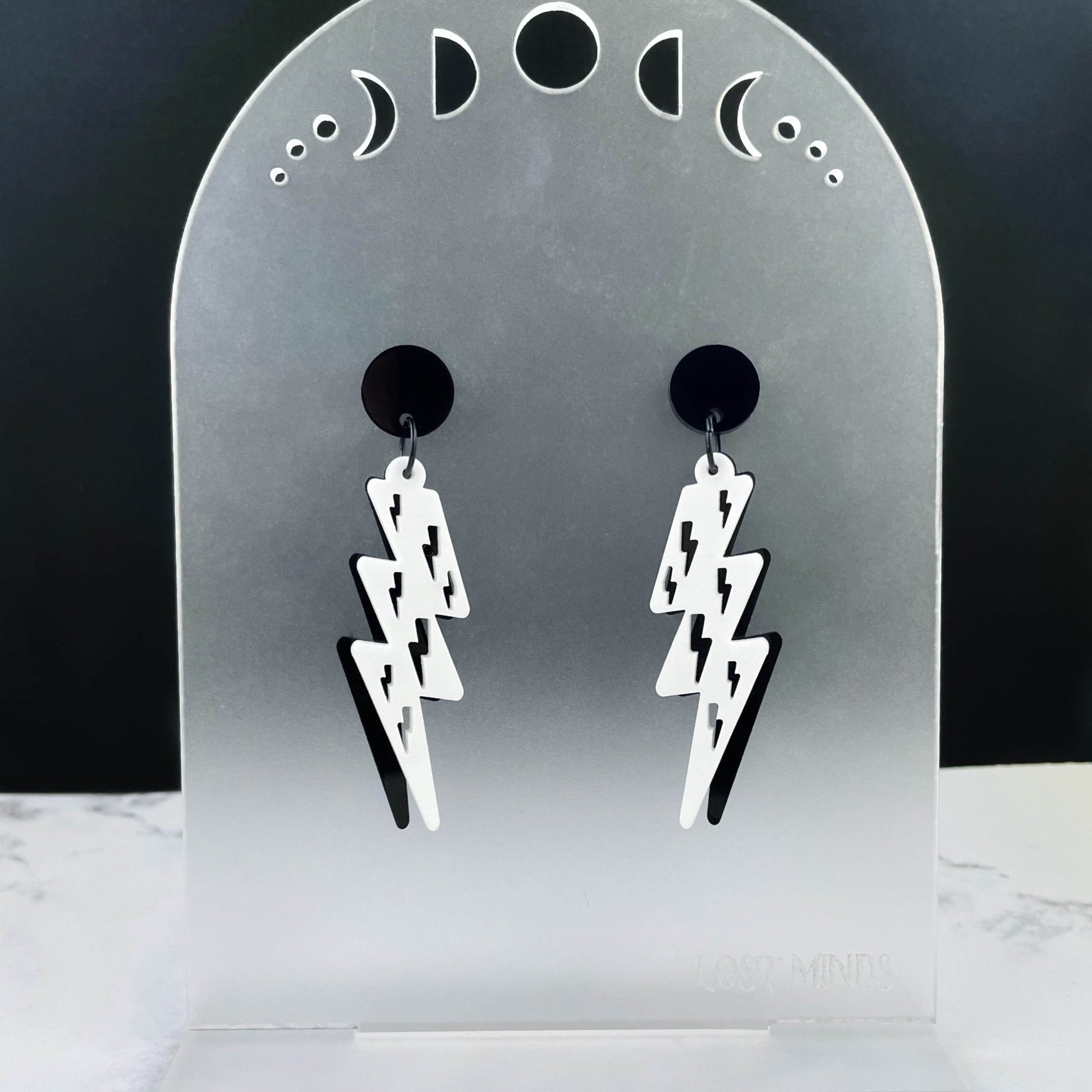 Monochromatic Layered Lightning Bolt Earrings - Lost Minds Clothing
