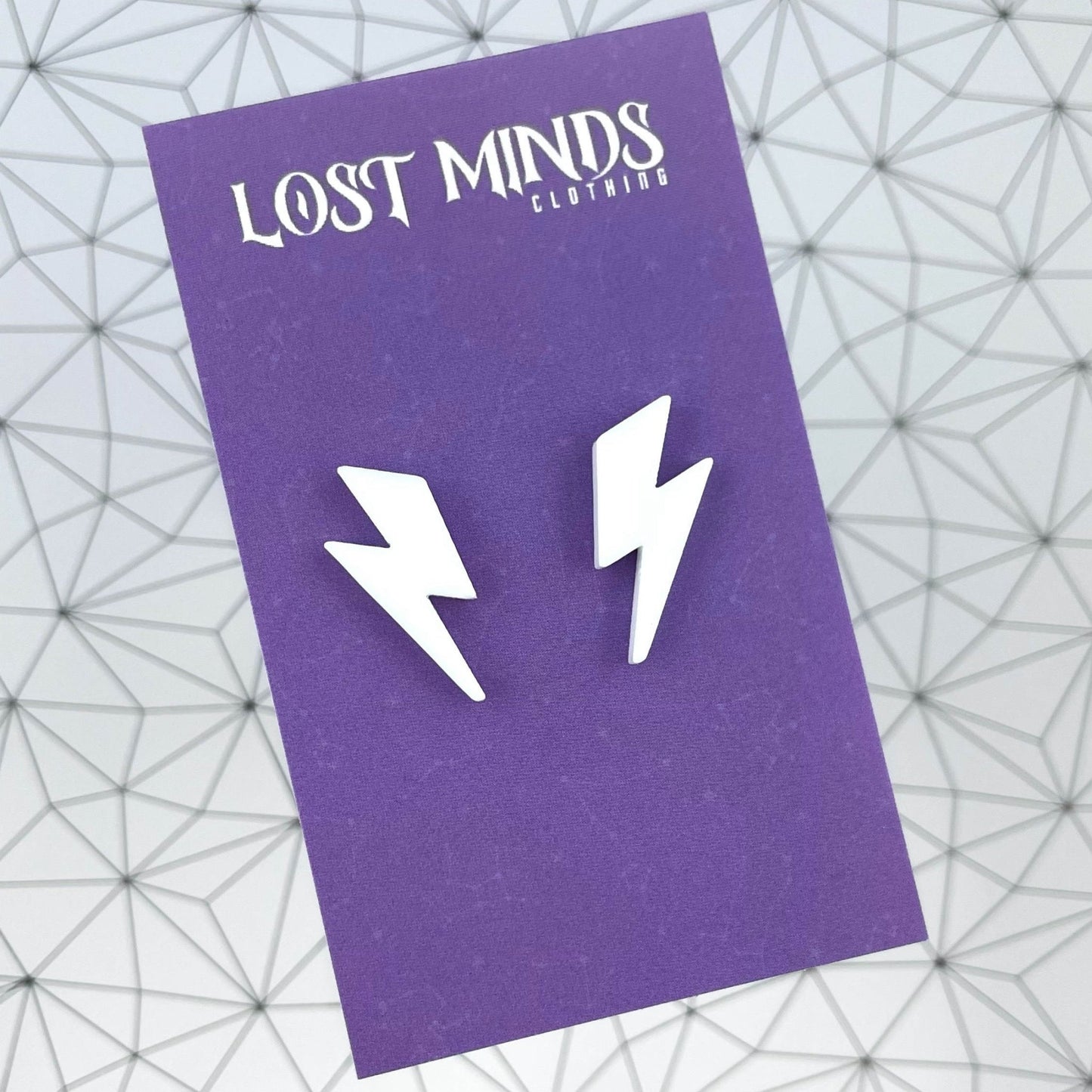 Monochromatic Lightning Bolt Studs (2 colours available) - Lost Minds Clothing