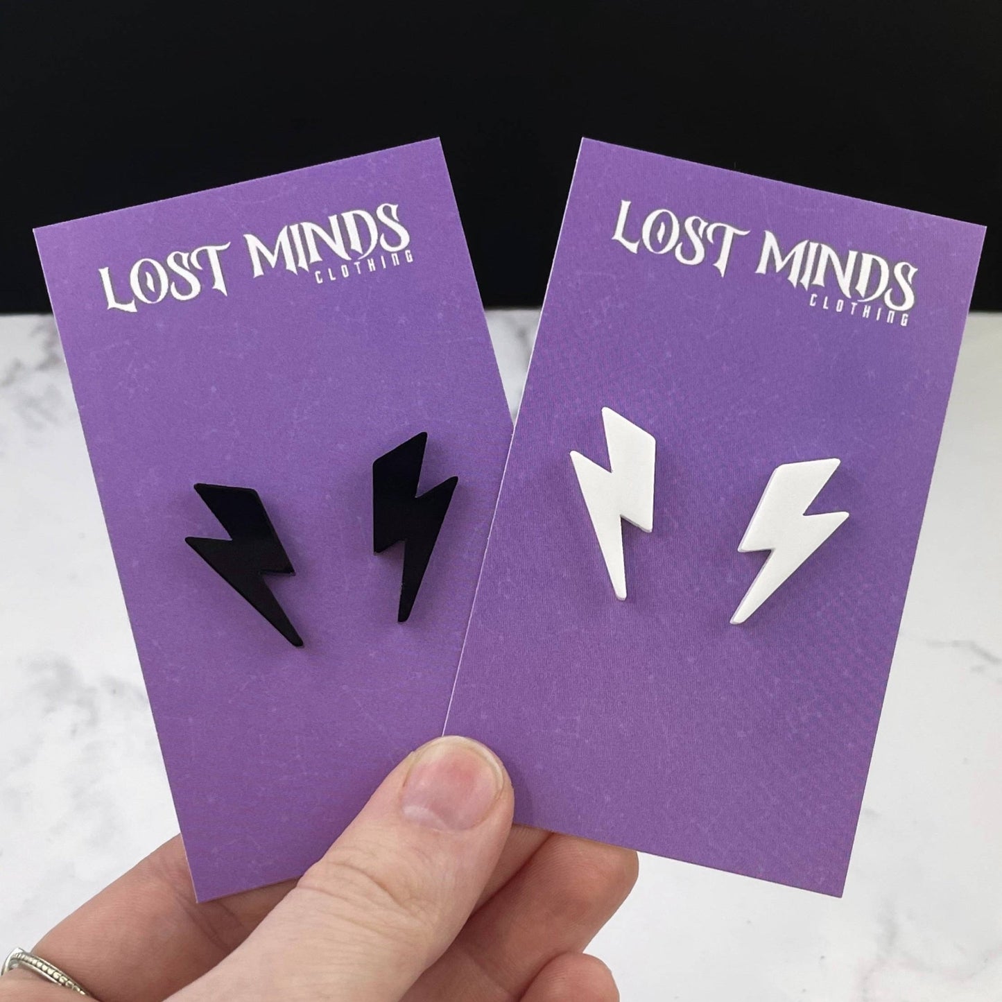 Monochromatic Lightning Bolt Studs (2 colours available) - Lost Minds Clothing