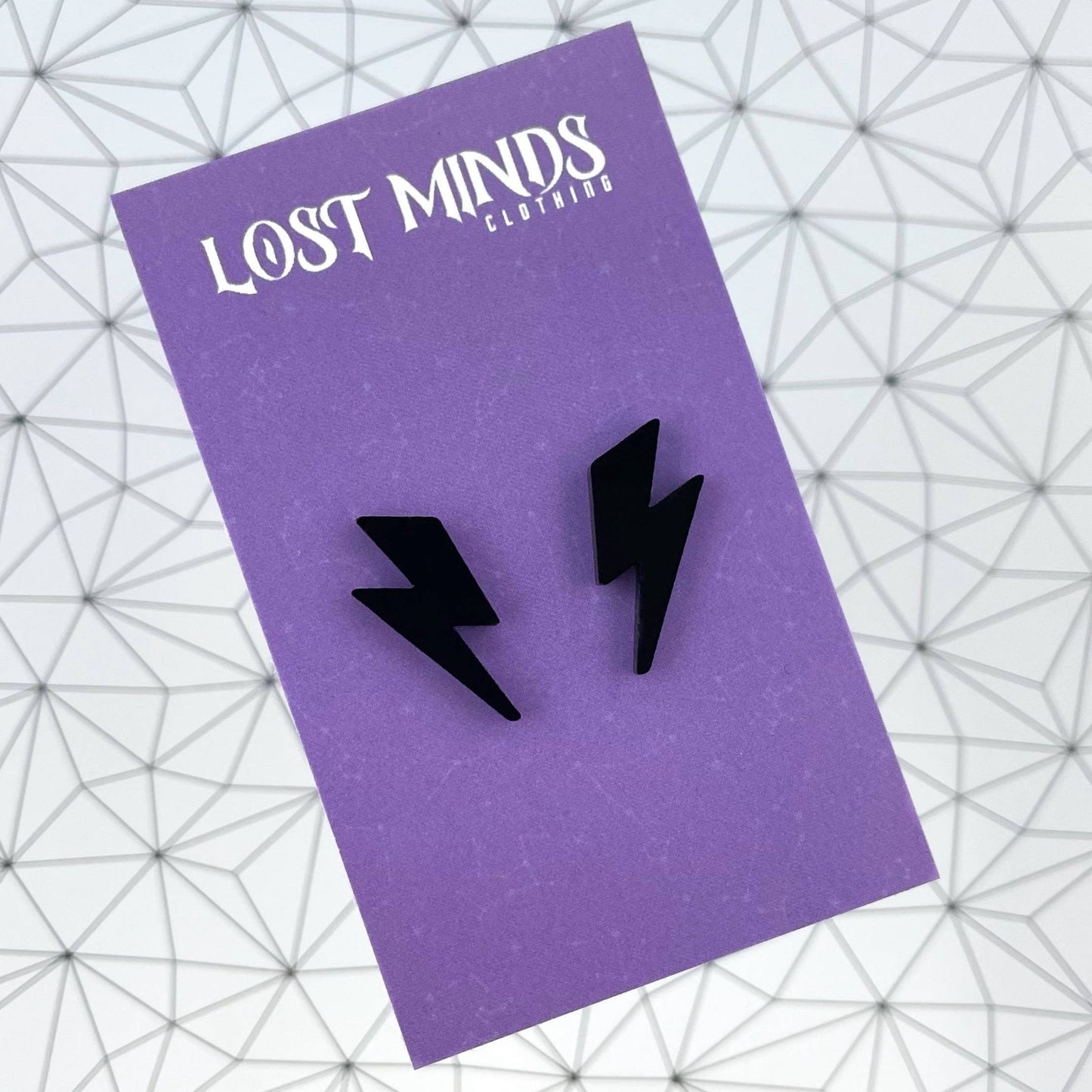 Monochromatic Lightning Bolt Studs (2 colours available) - Lost Minds Clothing
