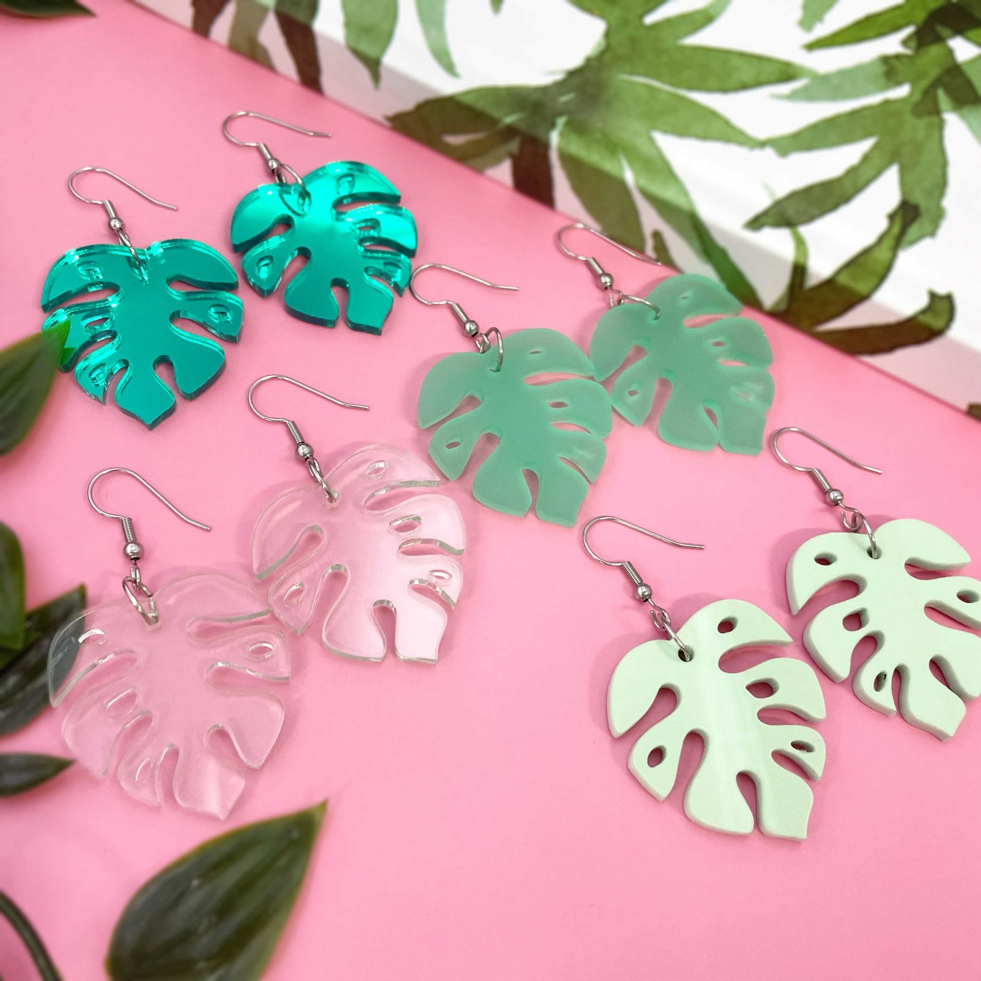 Monstera Earrings (4 colours available) - Lost Minds Clothing