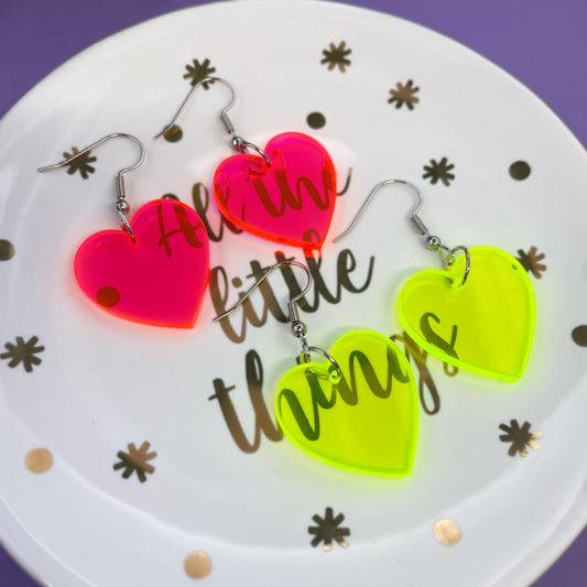 Neon Heart Essential Earrings (2 colours available) - Lost Minds Clothing