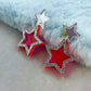 Neon Pink Double Star Earrings - Lost Minds Clothing